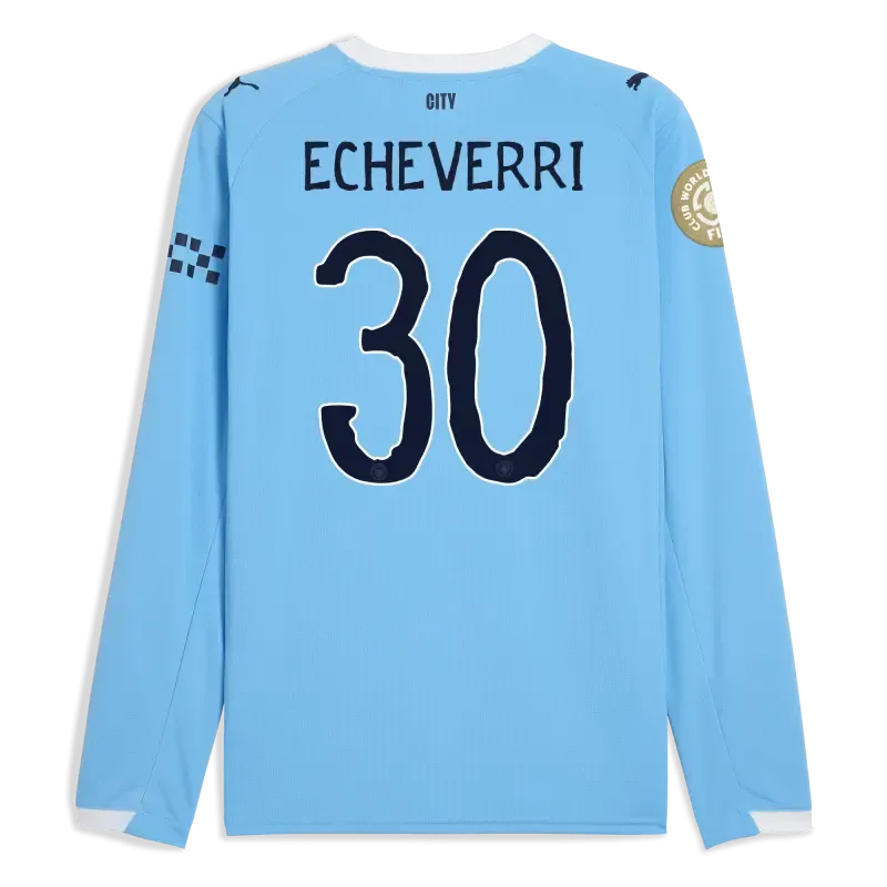 Manchester City KidSuper Club World Cup Home Jersey 2025/26 Long Sleeve With ECHEVERRI 30 Printing