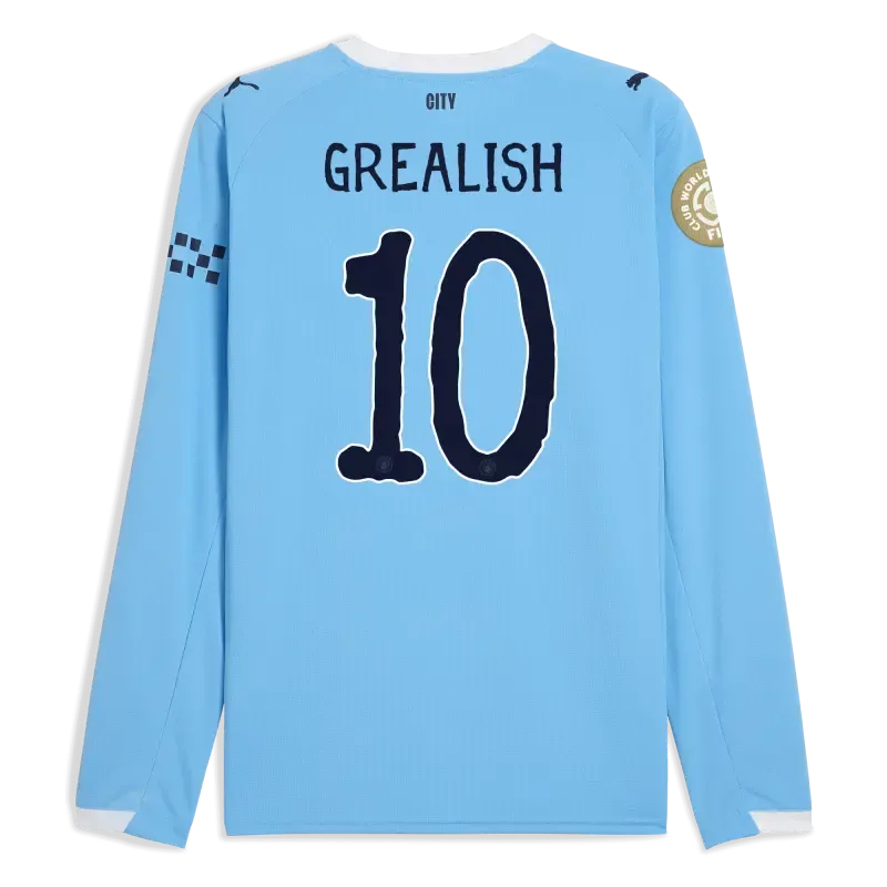 Manchester City KidSuper Club World Cup Home Jersey 2025/26 Long Sleeve With GREALISH 10 Printing