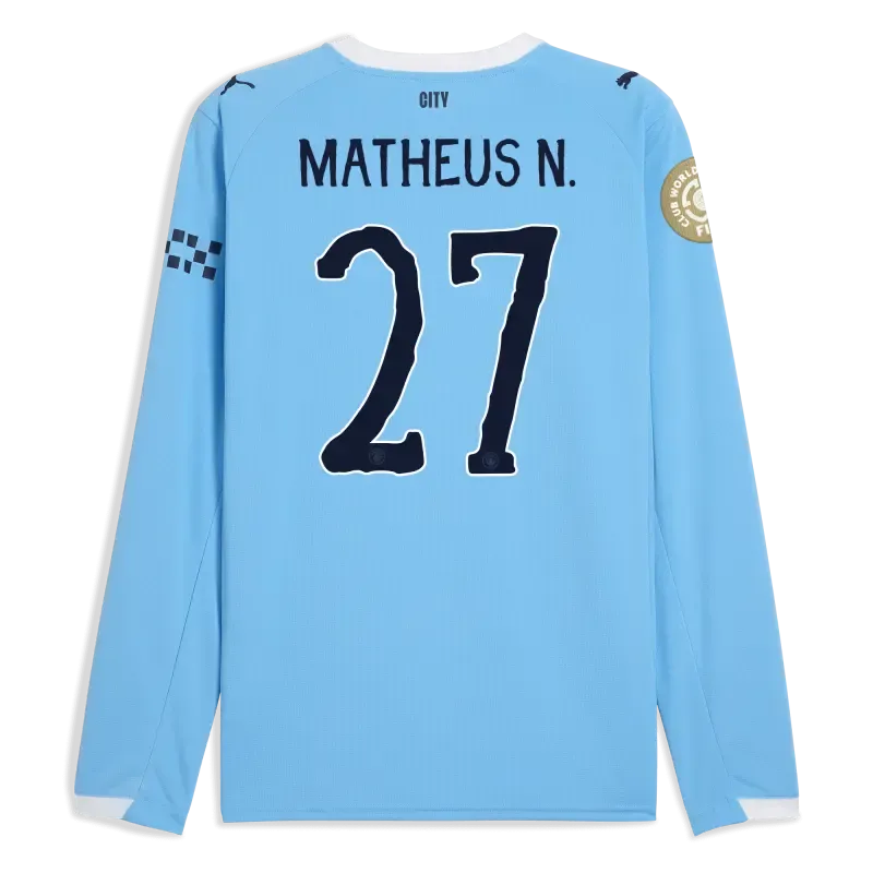 Manchester City KidSuper Club World Cup Home Jersey 2025/26 Long Sleeve With MATHEUS N. 27 Printing