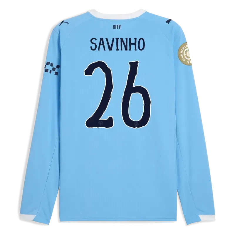 Manchester City KidSuper Club World Cup Home Jersey 2025/26 Long Sleeve With SAVINHO 26 Printing