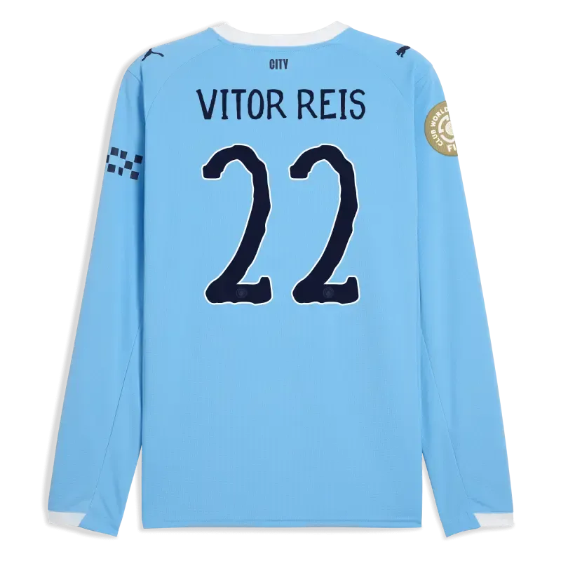 Manchester City KidSuper Club World Cup Home Jersey 2025/26 Long Sleeve With VITOR REIS 22 Printing