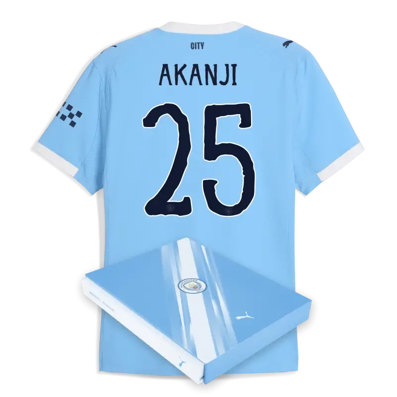 Manchester City KidSuper Home Authentic Jersey 2025/26 With AKANJI 25 Printing in Gift Box