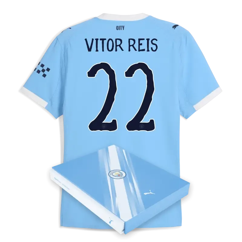Manchester City KidSuper Home Authentic Jersey 2025/26 With VITOR REIS 22 Printing in Gift Box