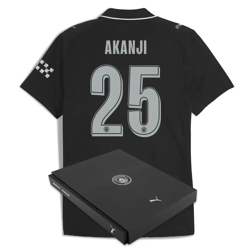 Manchester City Man City Away Authentic Jersey 2025/26 With AKANJI 25 Printing in Gift Box