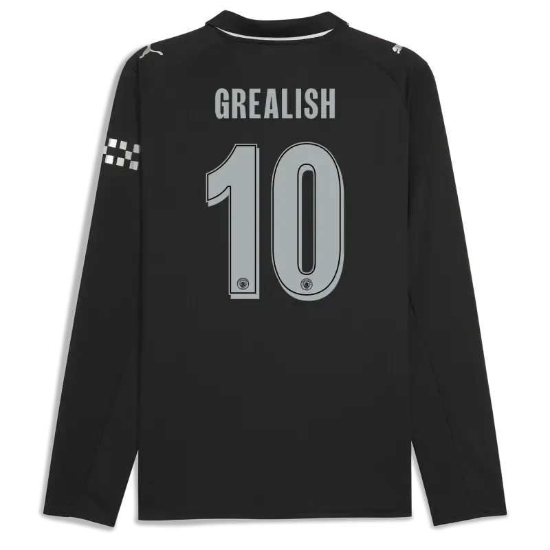 Manchester City Man City Away Jersey 2025/26 Long Sleeve With GREALISH 10 Printing