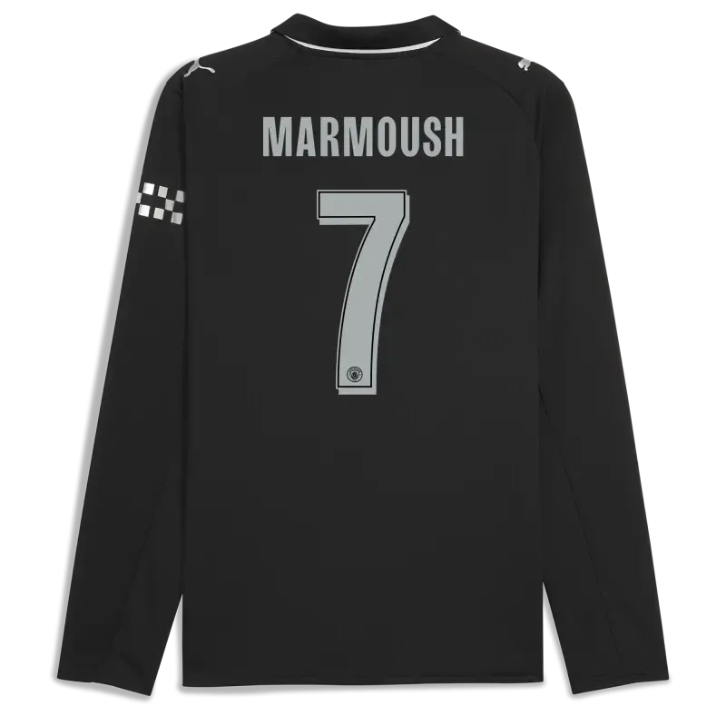 Manchester City Man City Away Jersey 2025/26 Long Sleeve With MARMOUSH 7 Printing