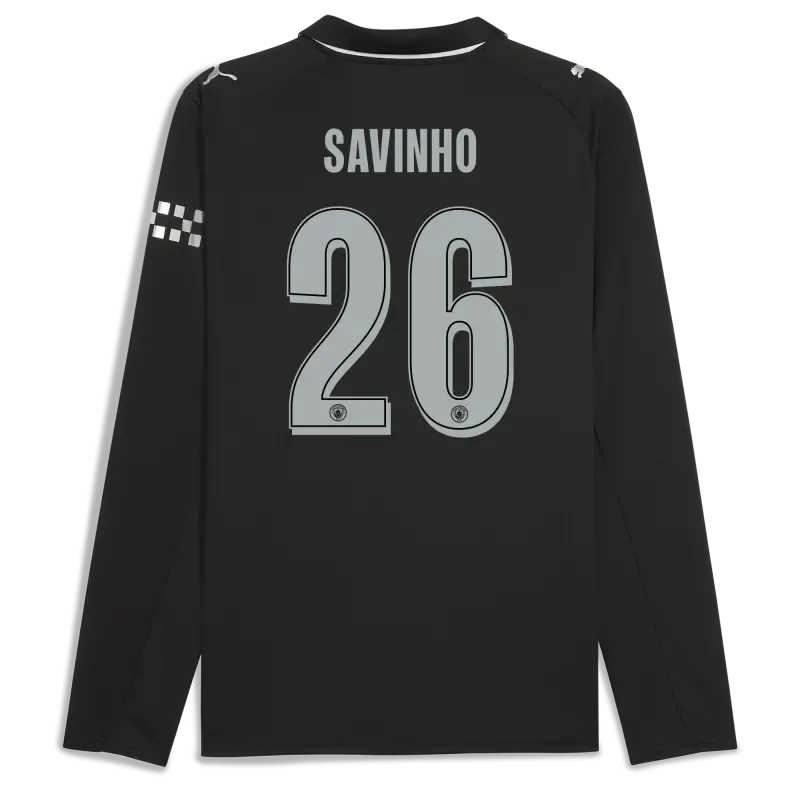 Manchester City Man City Away Jersey 2025/26 Long Sleeve With SAVINHO 26 Printing