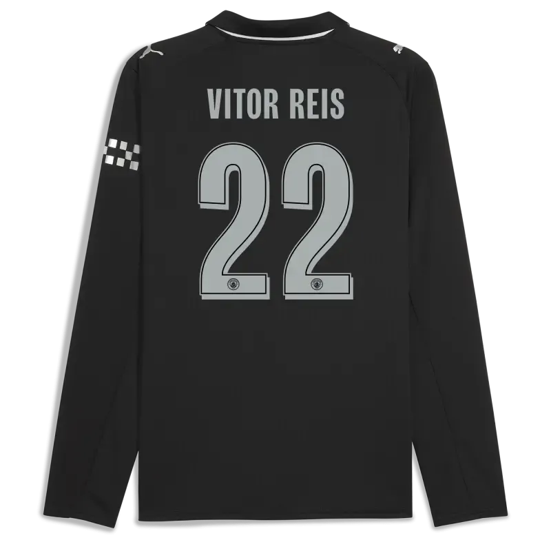 Manchester City Man City Away Jersey 2025/26 Long Sleeve With VITOR REIS 22 Printing