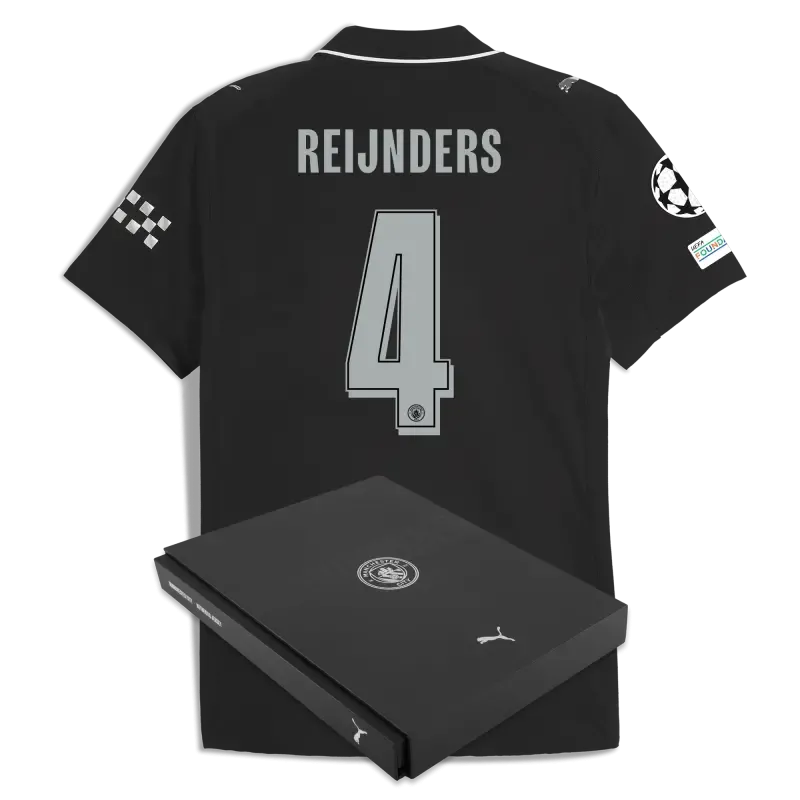 Manchester City Man City Champions League Away Authentic Jersey 2025/26 With REIJNDERS 4 Printing in Gift Box