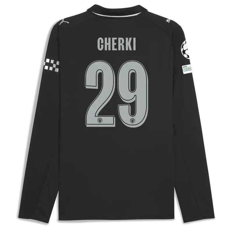 Manchester City Man City Champions League Away Jersey 2025/26 Long Sleeve With CHERKI 29 Printing