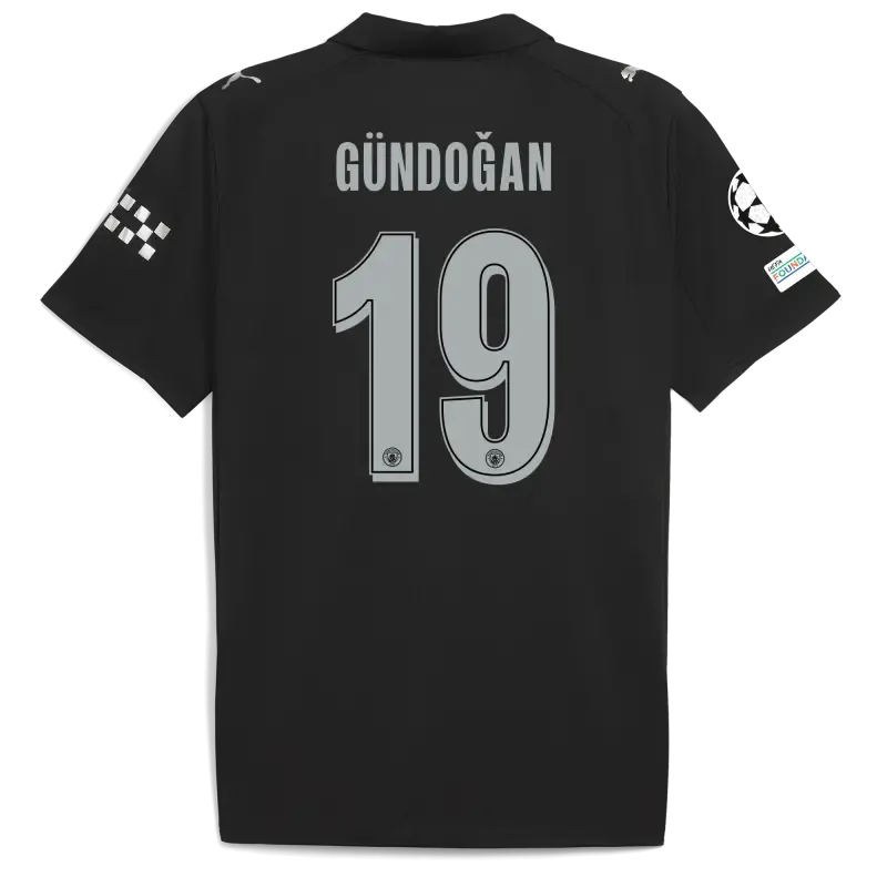 Manchester City Man City Champions League Away Jersey 2025/26 With GÜNDOĞAN 19 Printing