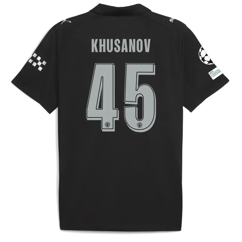 Manchester City Man City Champions League Away Jersey 2025/26 With KHUSANOV 45 Printing