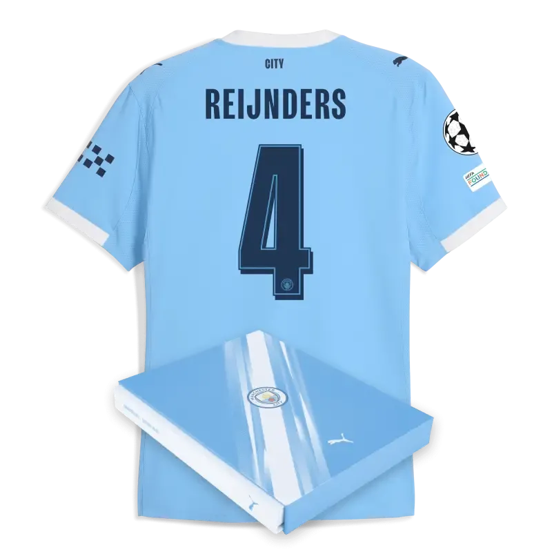 Manchester City Man City Champions League Home Authentic Jersey 2025/26 With REIJNDERS 4 Printing in Gift Box