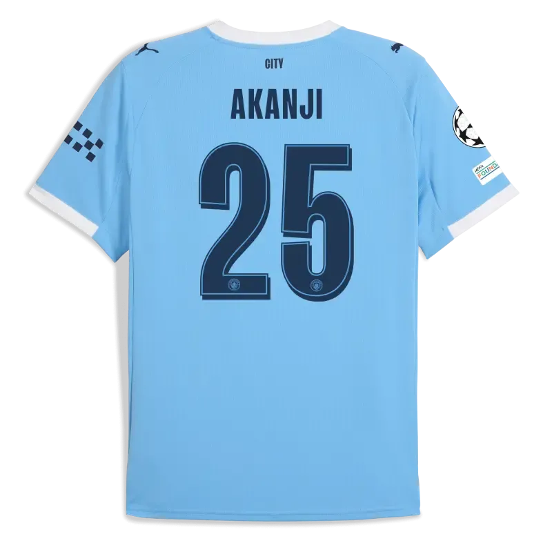 Manchester City Man City Champions League Home Jersey 2025/26 With AKANJI 25 Printing