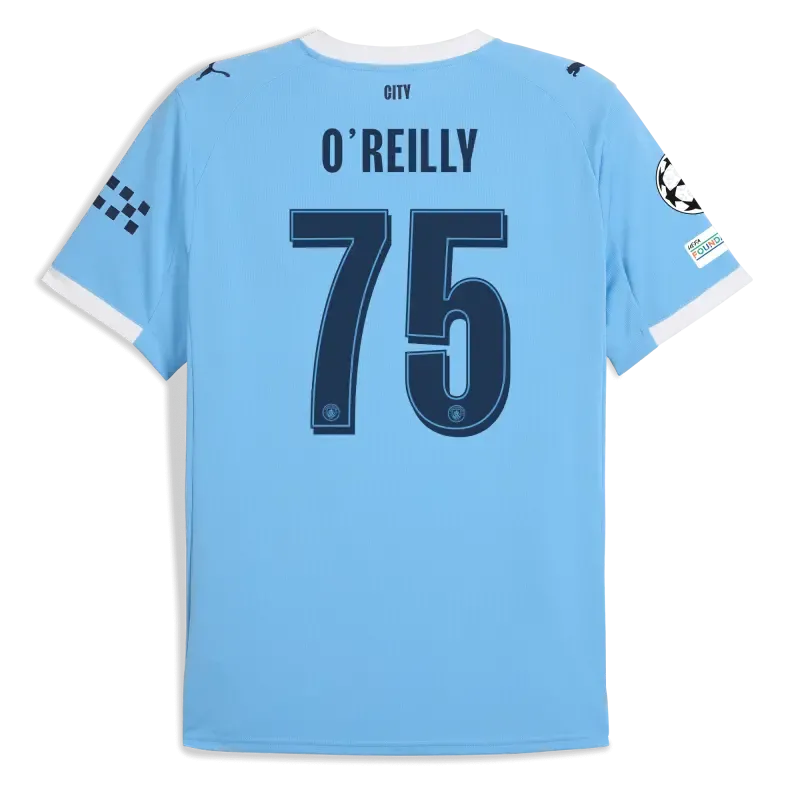 Manchester City Man City Champions League Home Jersey 2025/26 With O'REILLY 75 Printing