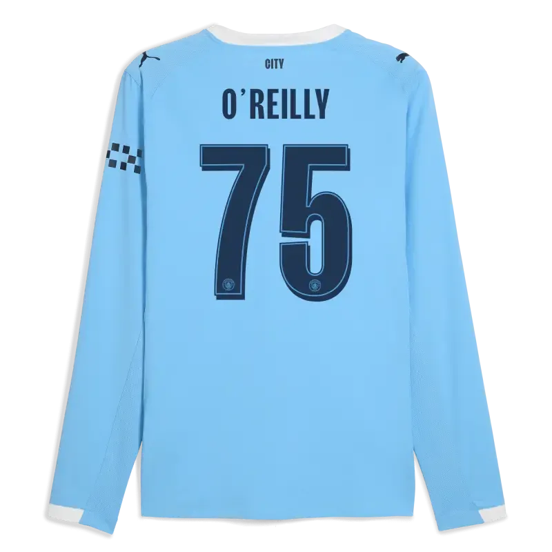 Manchester City Man City Home Authentic Jersey 2025/26 Long Sleeve With O'REILLY 75 Printing