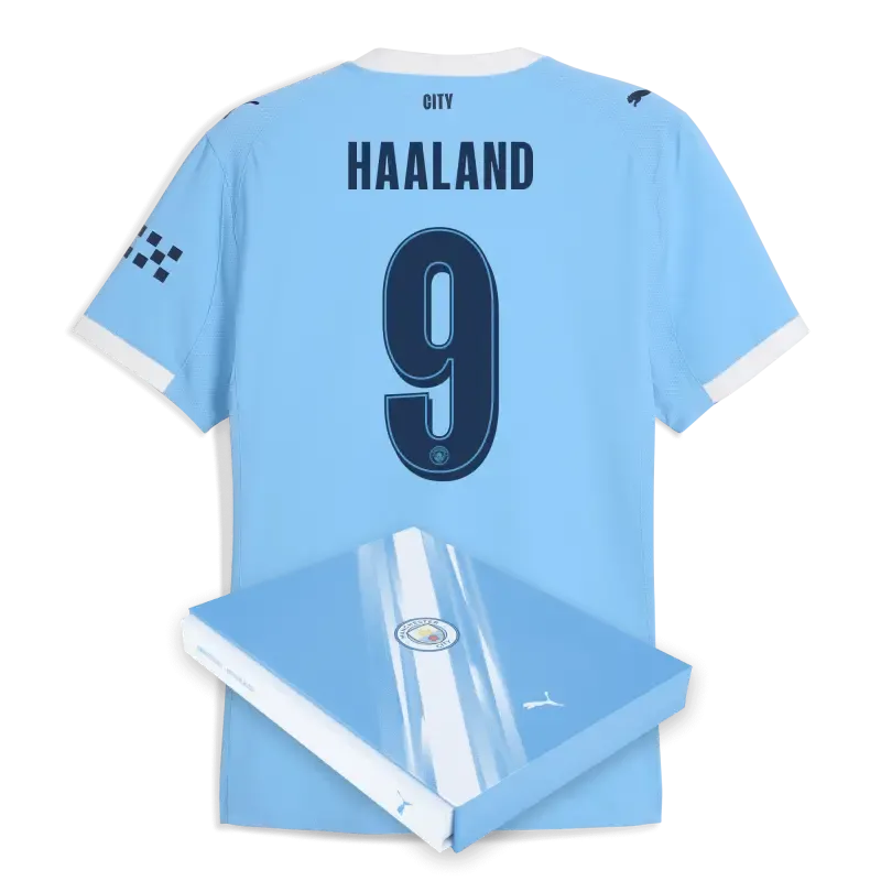 Manchester City Man City Home Authentic Jersey 2025/26 With HAALAND 9 Printing in Gift Box