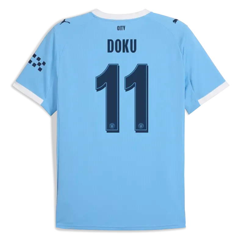 Manchester City Man City Home Jersey 2025/26 With DOKU 11 Printing