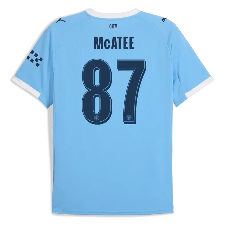 Manchester City Man City Home Jersey 2025/26 With McATEE 87 Printing