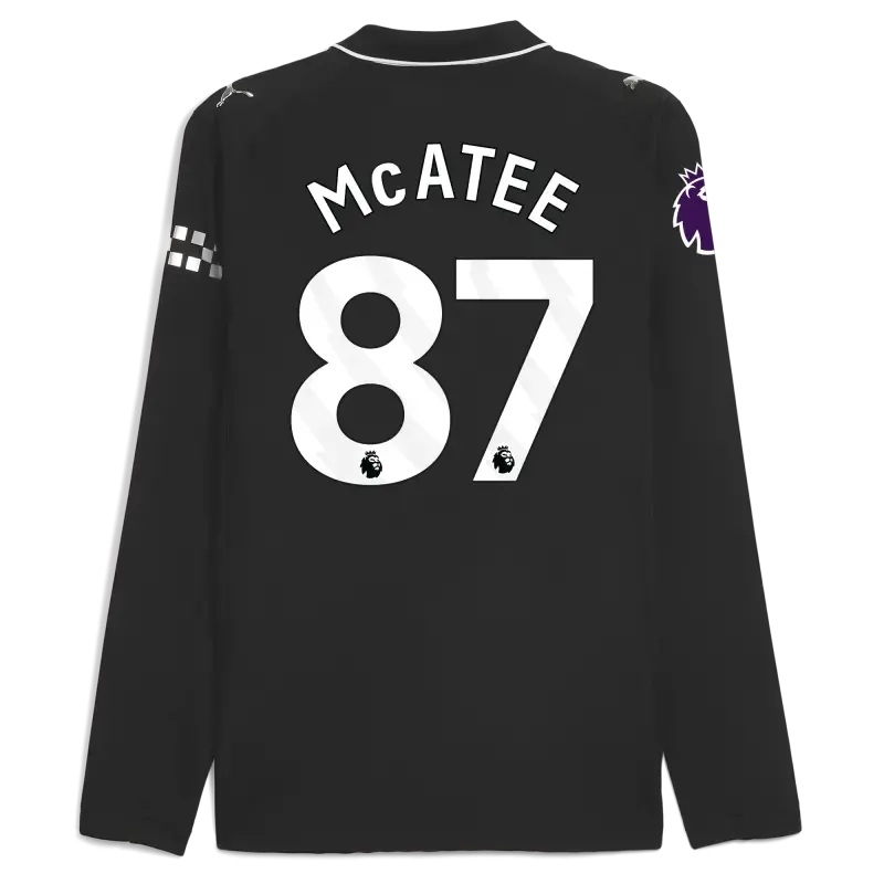 Manchester City Premier League Away Authentic Jersey 2025/26 Long Sleeve With McATEE 87 Printing