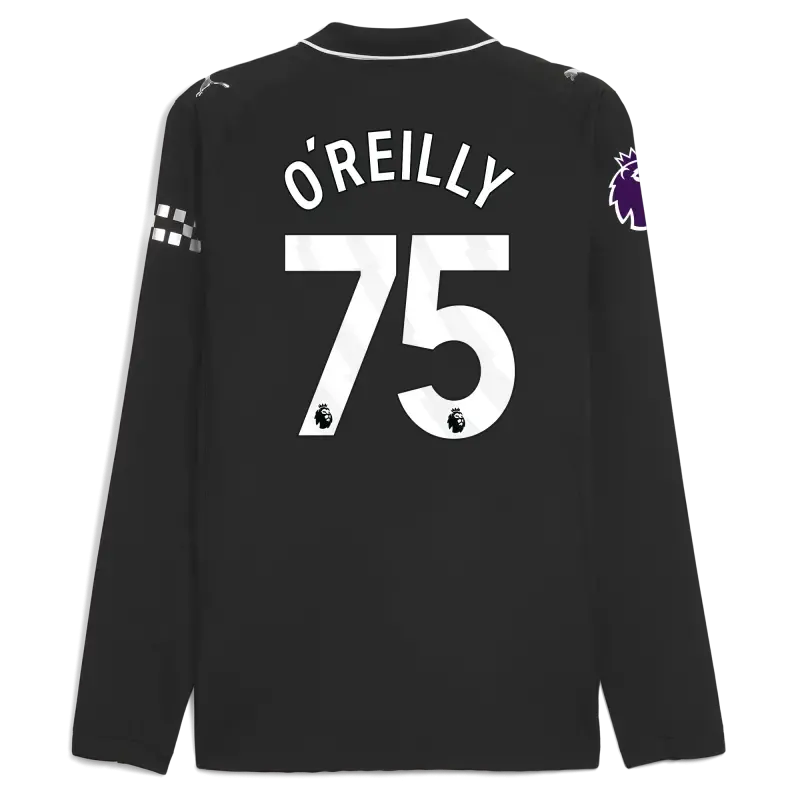 Manchester City Premier League Away Authentic Jersey 2025/26 Long Sleeve With O'REILLY 75 Printing