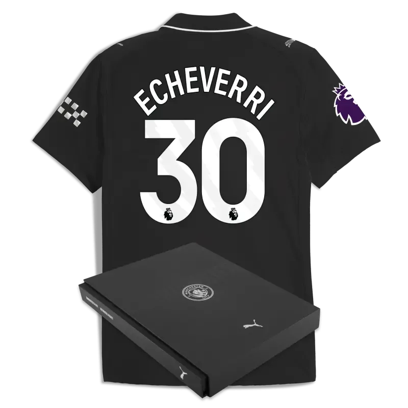 Manchester City Premier League Away Authentic Jersey 2025/26 With ECHEVERRI 30 Printing in Gift Box