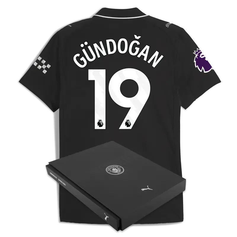 Manchester City Premier League Away Authentic Jersey 2025/26 With GÜNDOĞAN 19 Printing in Gift Box