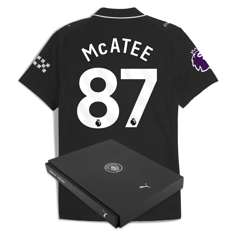 Manchester City Premier League Away Authentic Jersey 2025/26 With McATEE 87 Printing in Gift Box