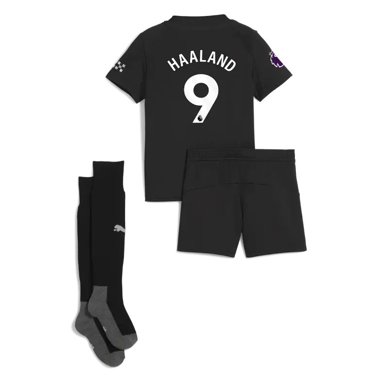 Manchester City Premier League Away Mini Kit 2025/26 With HAALAND 9 Printing