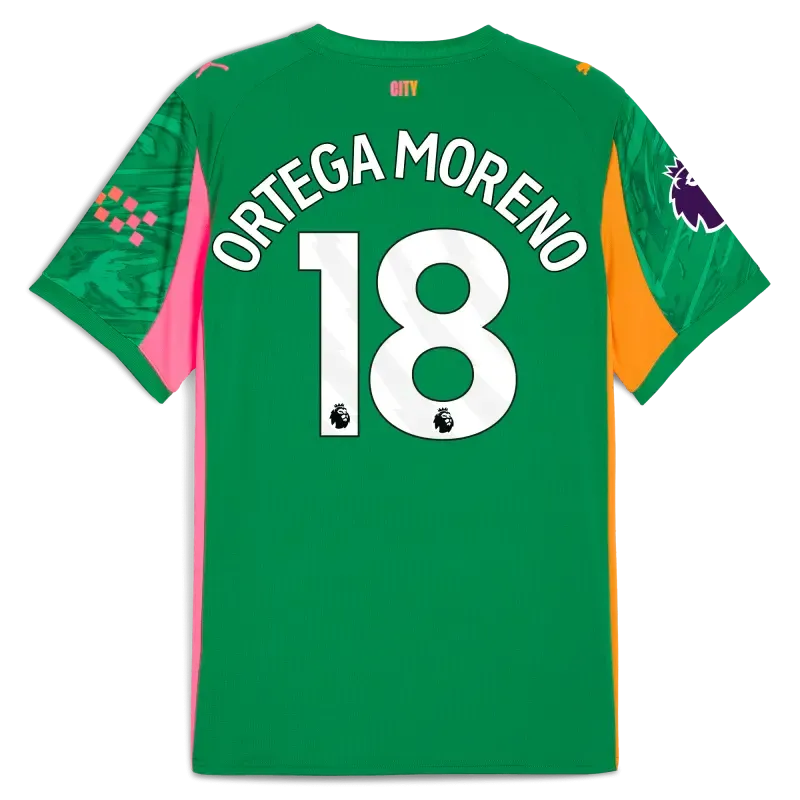 Manchester City Premier League Goalkeeper Jersey Green 2025/26 With ORTEGA MORENO 18 Printing