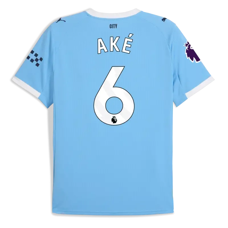 Manchester City Premier League Home Jersey 2025/26 With AKÉ 6 Printing