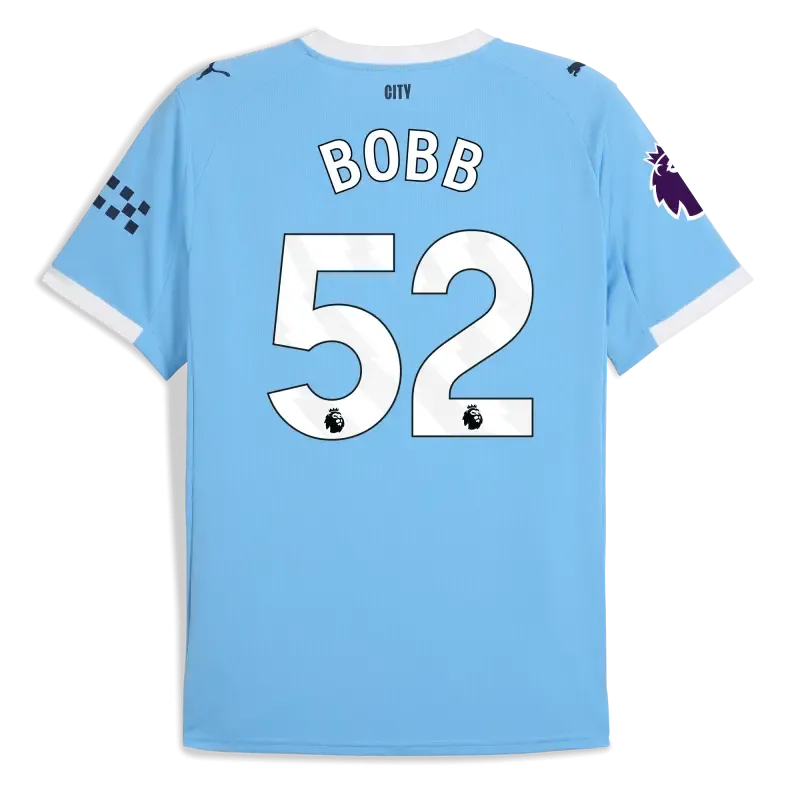 Manchester City Premier League Home Jersey 2025/26 With BOBB 52 Printing