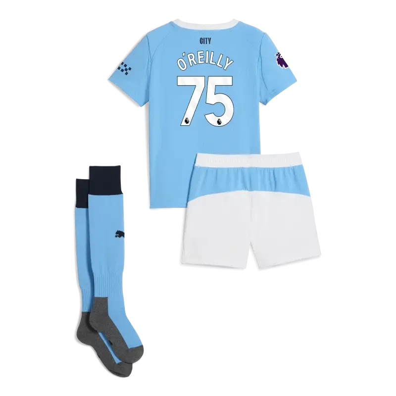 Manchester City Premier League Home Mini Kit 2025/26 With O'REILLY 75 Printing