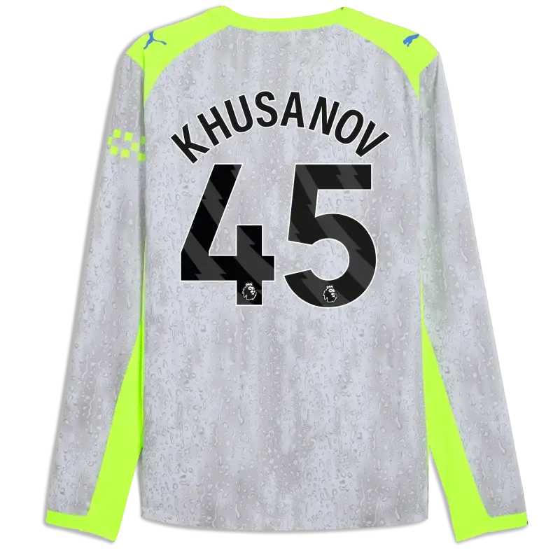 Manchester City Third Authentic Jersey 2025/26 Long Sleeve With KHUSANOV 45 Printing | Manchester City Shop Manchester City Third Authentic Jersey 2025/26 Long Sleeve With KHUSANOV 45 Printing | Manchester City Shop