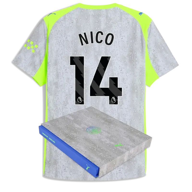 Manchester City Third Authentic Jersey 2025/26 With NICO 14 Printing in Gift Box | Manchester City Shop Manchester City Third Authentic Jersey 2025/26 With NICO 14 Printing in Gift Box | Manchester City Shop