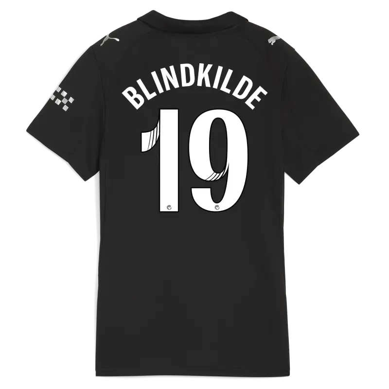 Women’s Manchester City Away Jersey 2025/26 With BLINDKILDE 19 Printing | Manchester City Shop