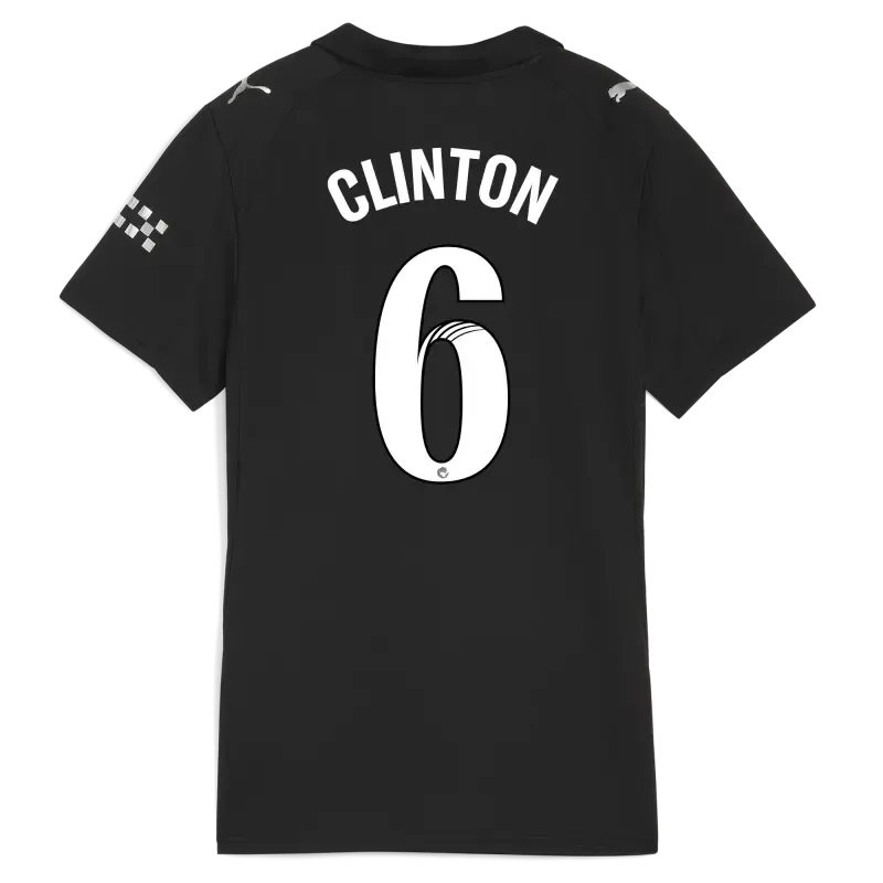 Women’s Manchester City Away Jersey 2025/26 With CLINTON 6  Printing | Manchester City Shop