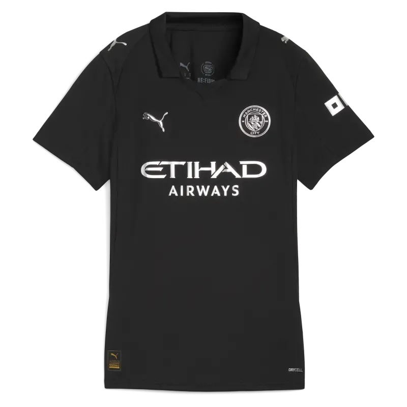 Women’s Manchester City Away Jersey Black 2025/26 With Custom Printing | Manchester City Shop