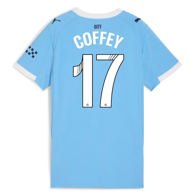 Women’s Manchester City Home Jersey 2025/26 With COFFEY 17 Printing | Manchester City Shop