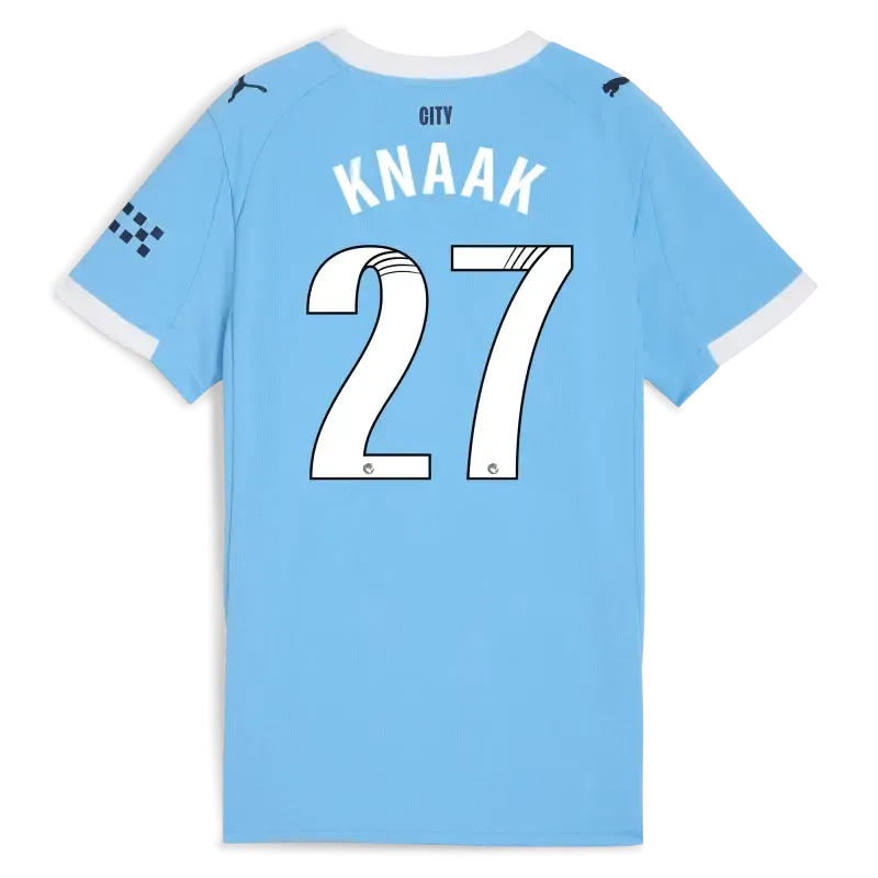 Women’s Manchester City Home Jersey 2025/26 With KNAAK 27 Printing | Manchester City Shop