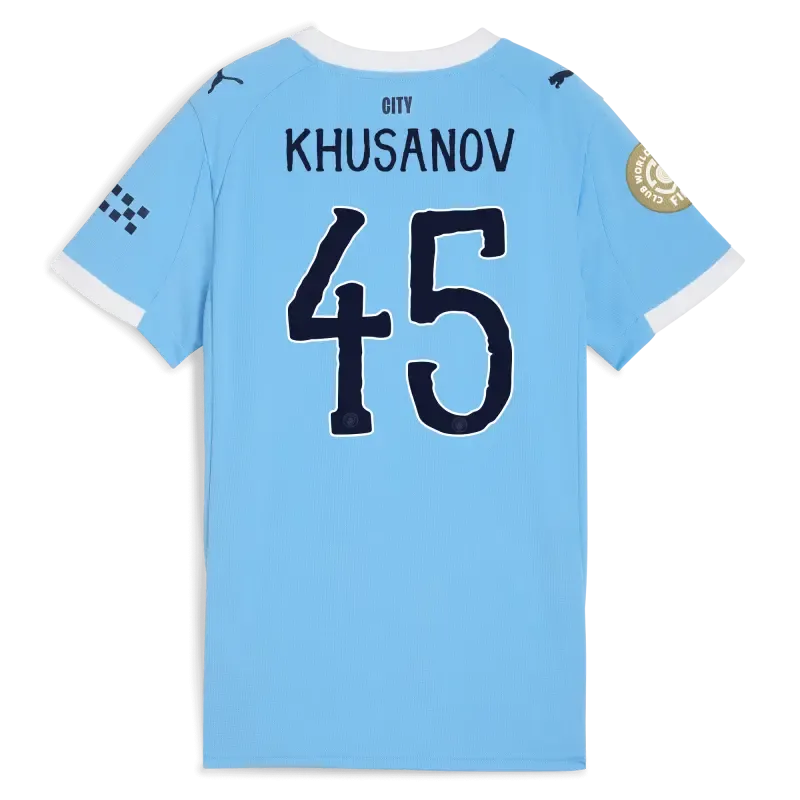 Women’s Manchester City KidSuper Club World Cup Home Jersey 2025/26 With KHUSANOV 45 Printing | Manchester City Shop Women’s Manchester City KidSuper Club World Cup Home Jersey 2025/26 With KHUSANOV 45 Printing | Manchester City Shop