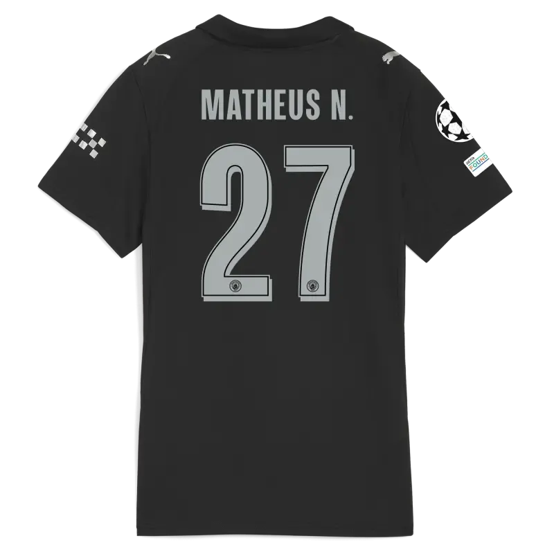 Women’s Manchester City Man City Champions League Away Jersey 2025/26 With MATHEUS N. 27 Printing | Manchester City Shop Women’s Manchester City Man City Champions League Away Jersey 2025/26 With MATHEUS N. 27 Printing | Manchester City Shop