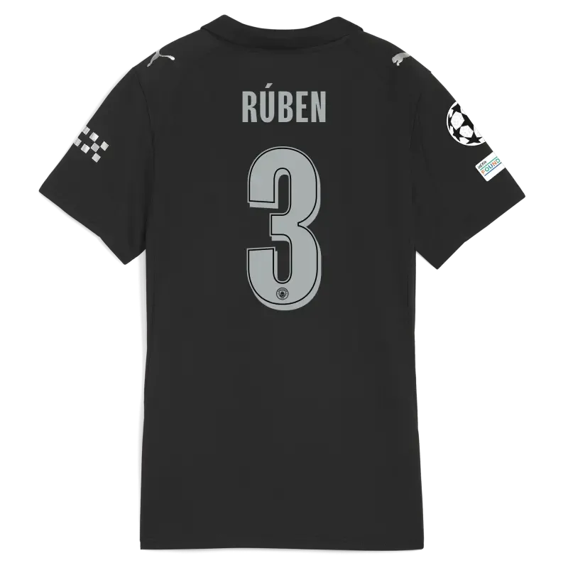 Women’s Manchester City Man City Champions League Away Jersey 2025/26 With RÚBEN 3 Printing | Manchester City Shop Women’s Manchester City Man City Champions League Away Jersey 2025/26 With RÚBEN 3 Printing | Manchester City Shop