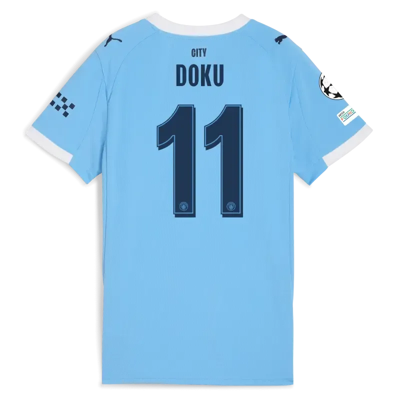 Women’s Manchester City Man City Champions League Home Jersey 2025/26 With DOKU 11 Printing | Manchester City Shop Women’s Manchester City Man City Champions League Home Jersey 2025/26 With DOKU 11 Printing | Manchester City Shop