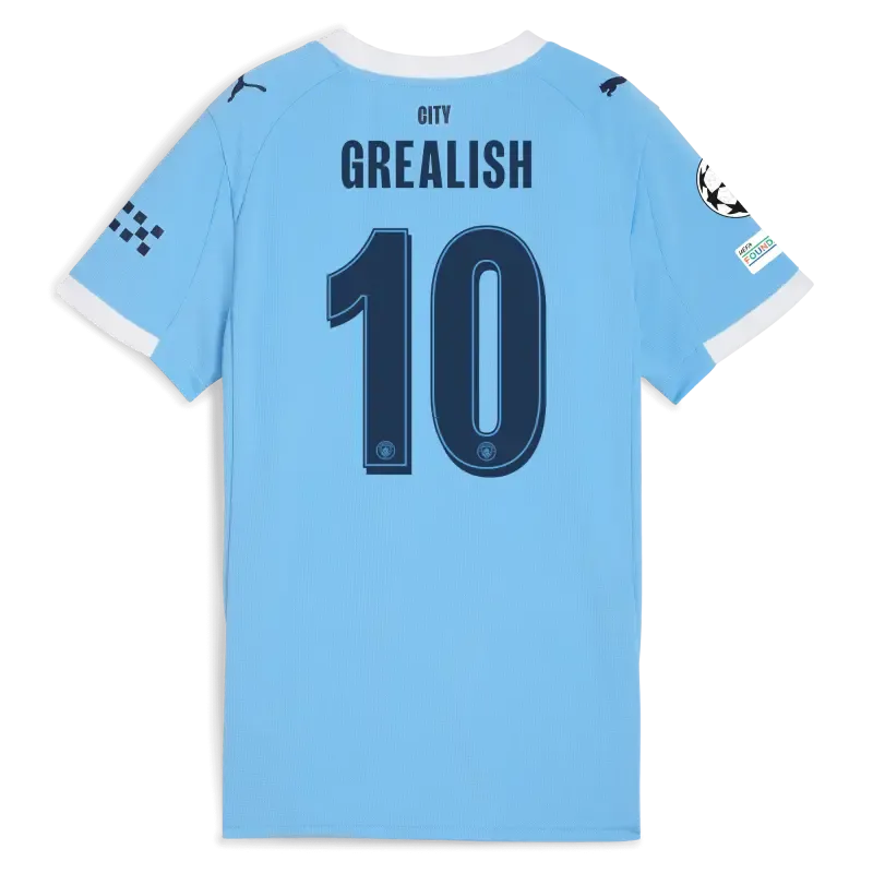 Women’s Manchester City Man City Champions League Home Jersey 2025/26 With GREALISH 10 Printing | Manchester City Shop Women’s Manchester City Man City Champions League Home Jersey 2025/26 With GREALISH 10 Printing | Manchester City Shop
