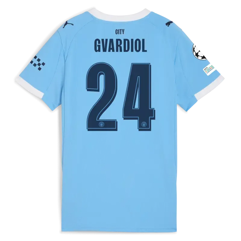 Women’s Manchester City Man City Champions League Home Jersey 2025/26 With GVARDIOL 24 Printing | Manchester City Shop Women’s Manchester City Man City Champions League Home Jersey 2025/26 With GVARDIOL 24 Printing | Manchester City Shop