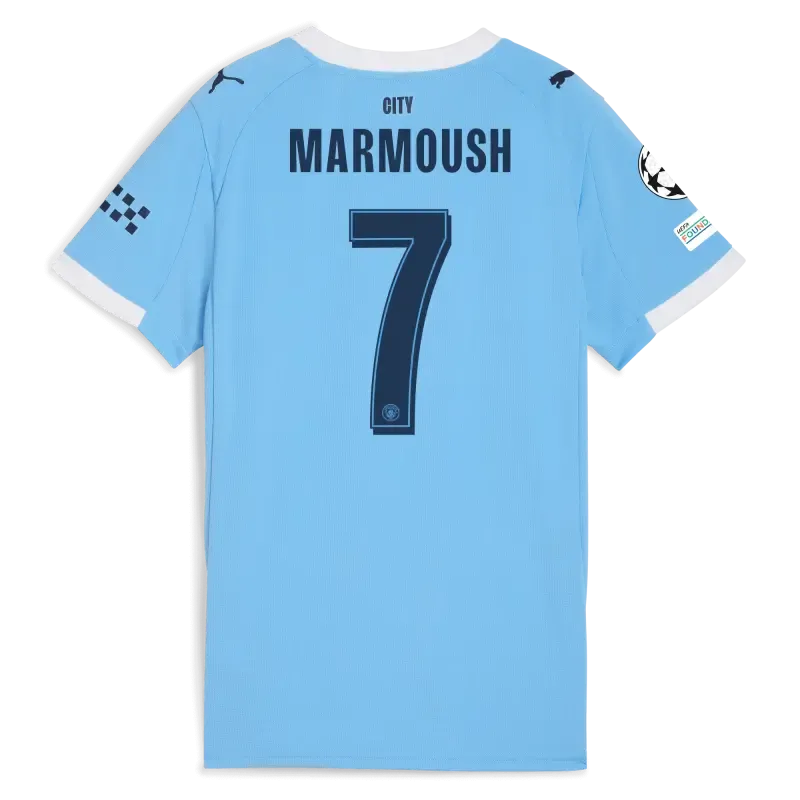 Women’s Manchester City Man City Champions League Home Jersey 2025/26 With MARMOUSH 7 Printing | Manchester City Shop Women’s Manchester City Man City Champions League Home Jersey 2025/26 With MARMOUSH 7 Printing | Manchester City Shop