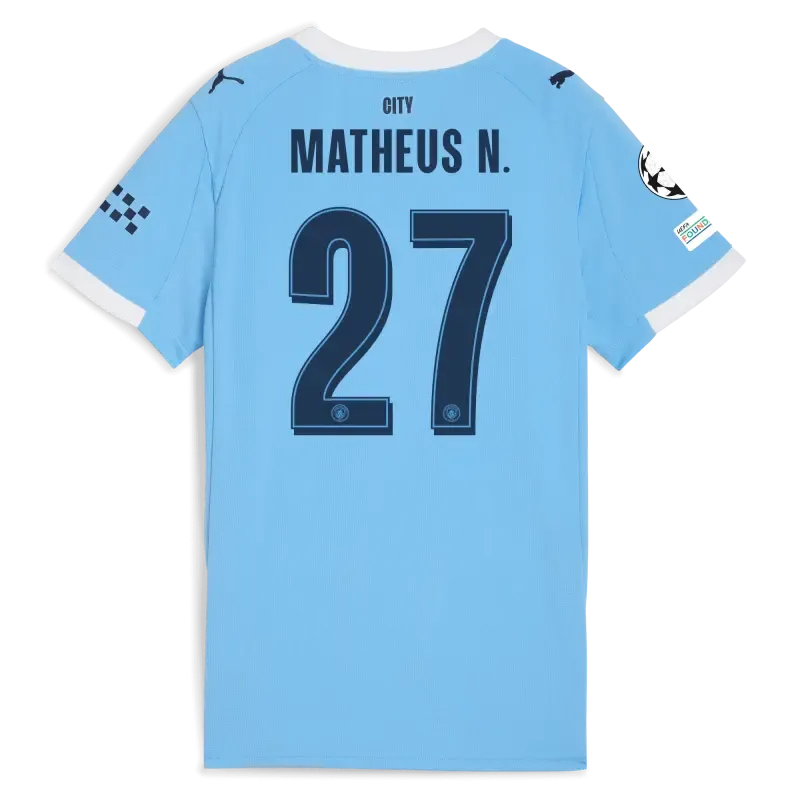 Women’s Manchester City Man City Champions League Home Jersey 2025/26 With MATHEUS N. 27 Printing | Manchester City Shop Women’s Manchester City Man City Champions League Home Jersey 2025/26 With MATHEUS N. 27 Printing | Manchester City Shop