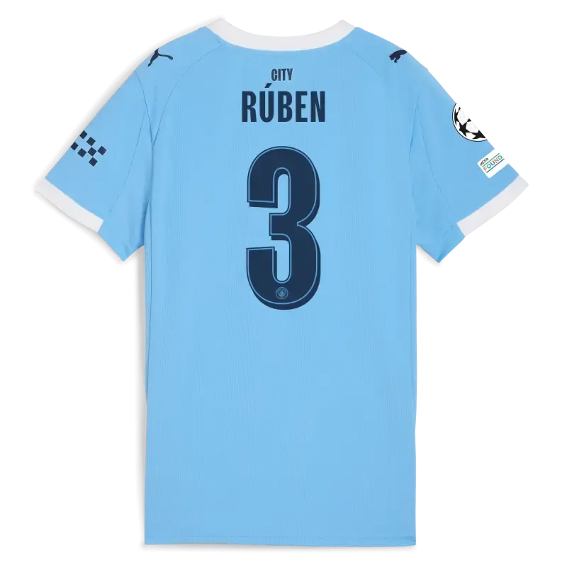 Women’s Manchester City Man City Champions League Home Jersey 2025/26 With RÚBEN 3 Printing | Manchester City Shop Women’s Manchester City Man City Champions League Home Jersey 2025/26 With RÚBEN 3 Printing | Manchester City Shop