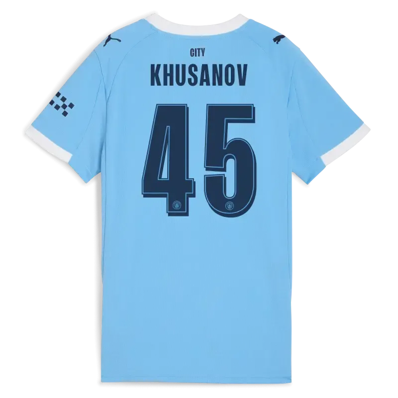 Women’s Manchester City Man City Home Jersey 2025/26 With KHUSANOV 45 Printing | Manchester City Shop Women’s Manchester City Man City Home Jersey 2025/26 With KHUSANOV 45 Printing | Manchester City Shop